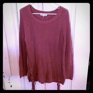 Lace-Up Pink Tunic Sweater